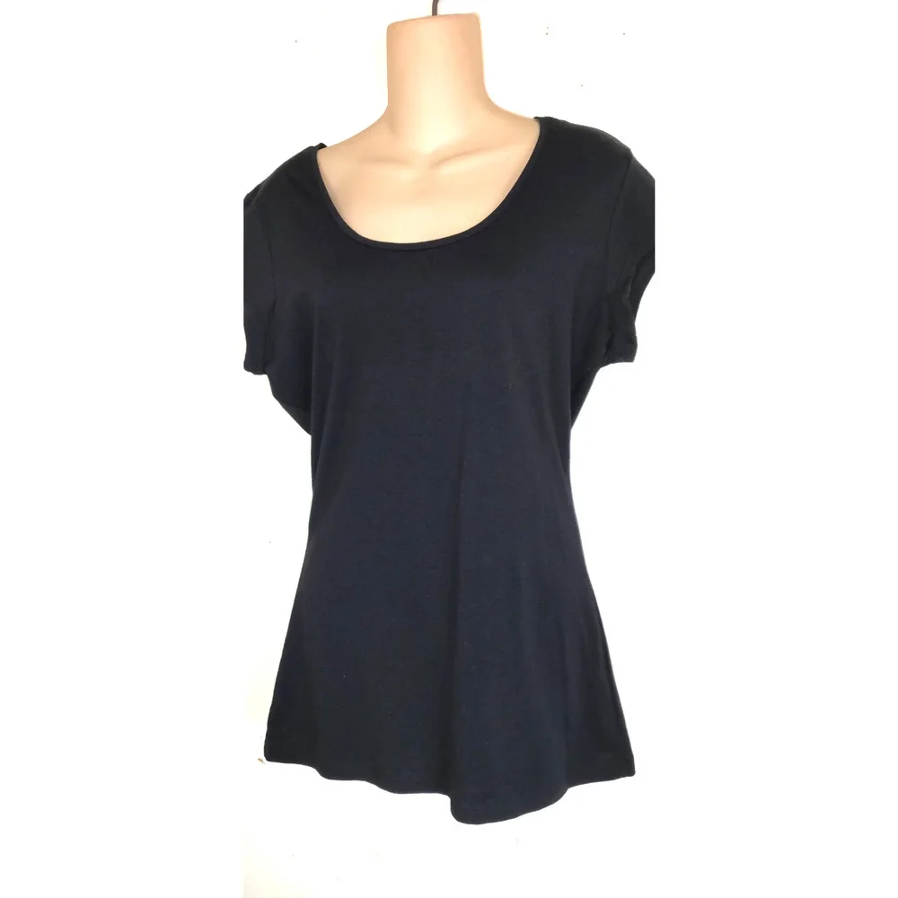 Vintage Y2K Dots Store Black Tshirt Top Basic Stretch NEW NWT Short Sleeves XL - Picture 5 of 12